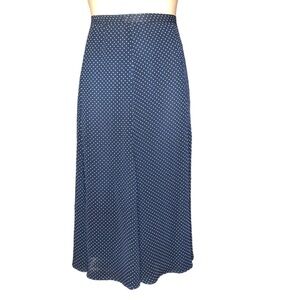 Sag Harbor Navy Polkadot Midi A Line Skirt